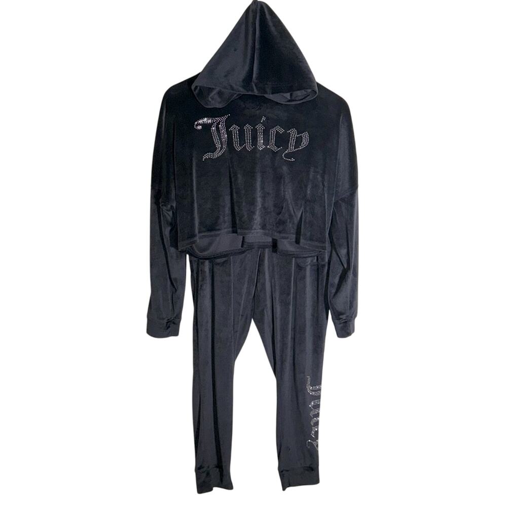 VNTG JUICY COUTURE 90s Y2K rhinestone velour matching tracksuit set M